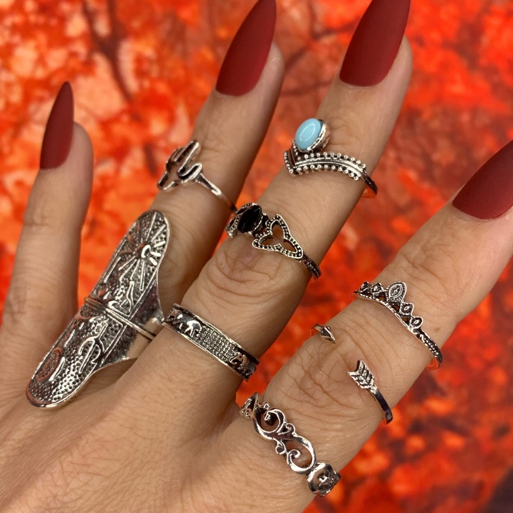 3/$10 NEW Boho Style Rings & MIDI Rings Design Mix / silver tone Bundle NWOT - Picture 5 of 7